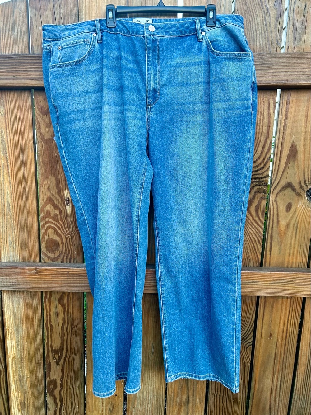 New Seven7 Loose‎ Straight Jeans Women's High Rise Light Wash Plus Size 22W